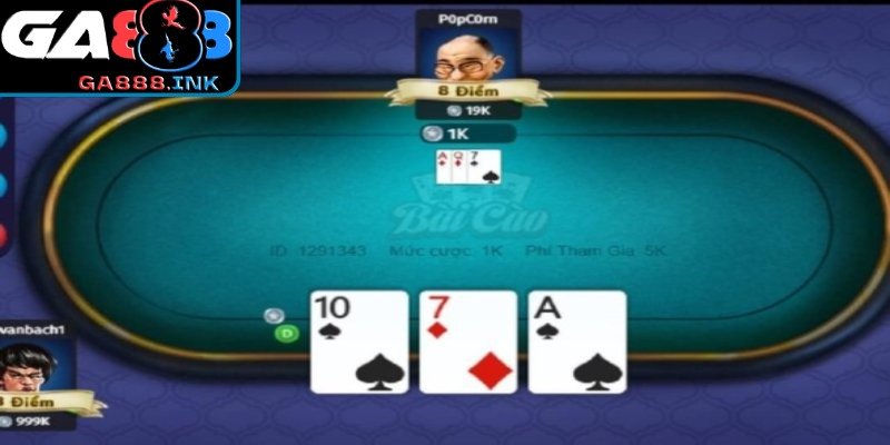 Bàn chơi Bài cào trực tuyến tại GA888