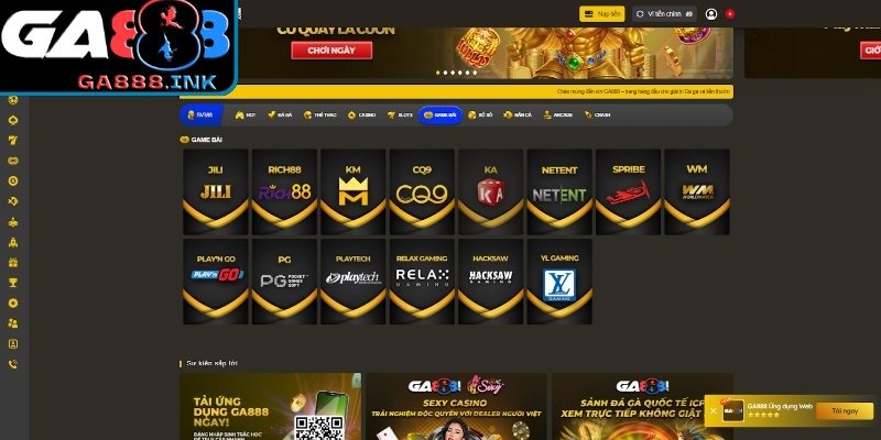 Giao diện chuyên mục game bài đẳng cấp và chuyên nghiệp