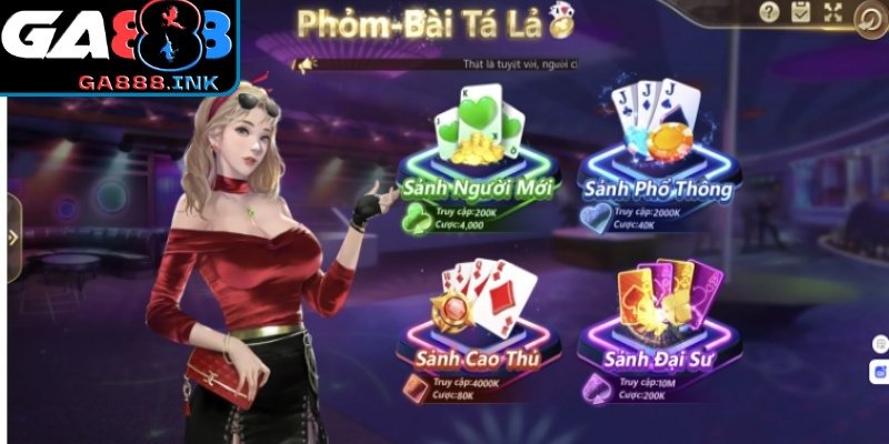 Giao diện bàn Tá lả trực tuyến tại GA888